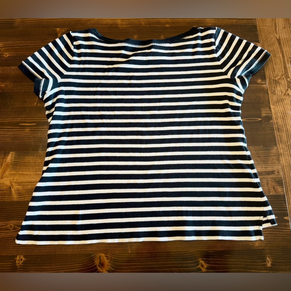 Lauren Ralph Lauren Navy and White Striped Short Sleeve Tee - Picture 4 of 9